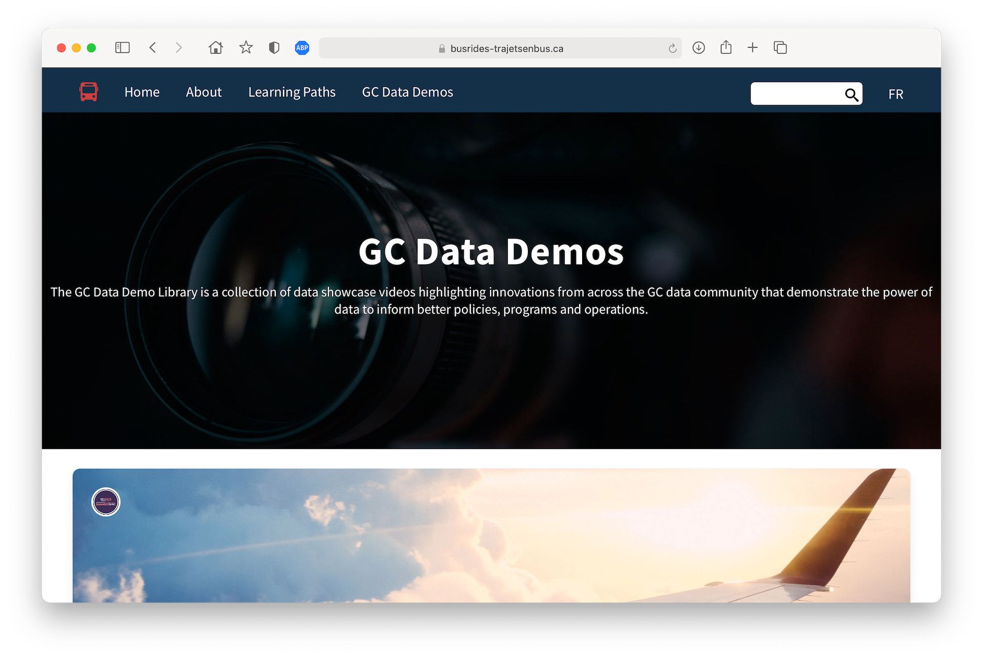 A screenshot of the GC Data Demos page