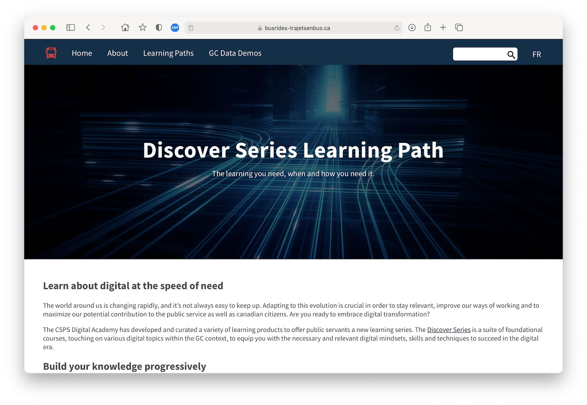 A screenshot of the Learning Paths page