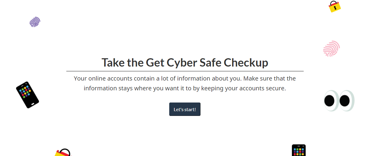 Screenshot of the “Get Cyber Safe Checkup” activity page. 