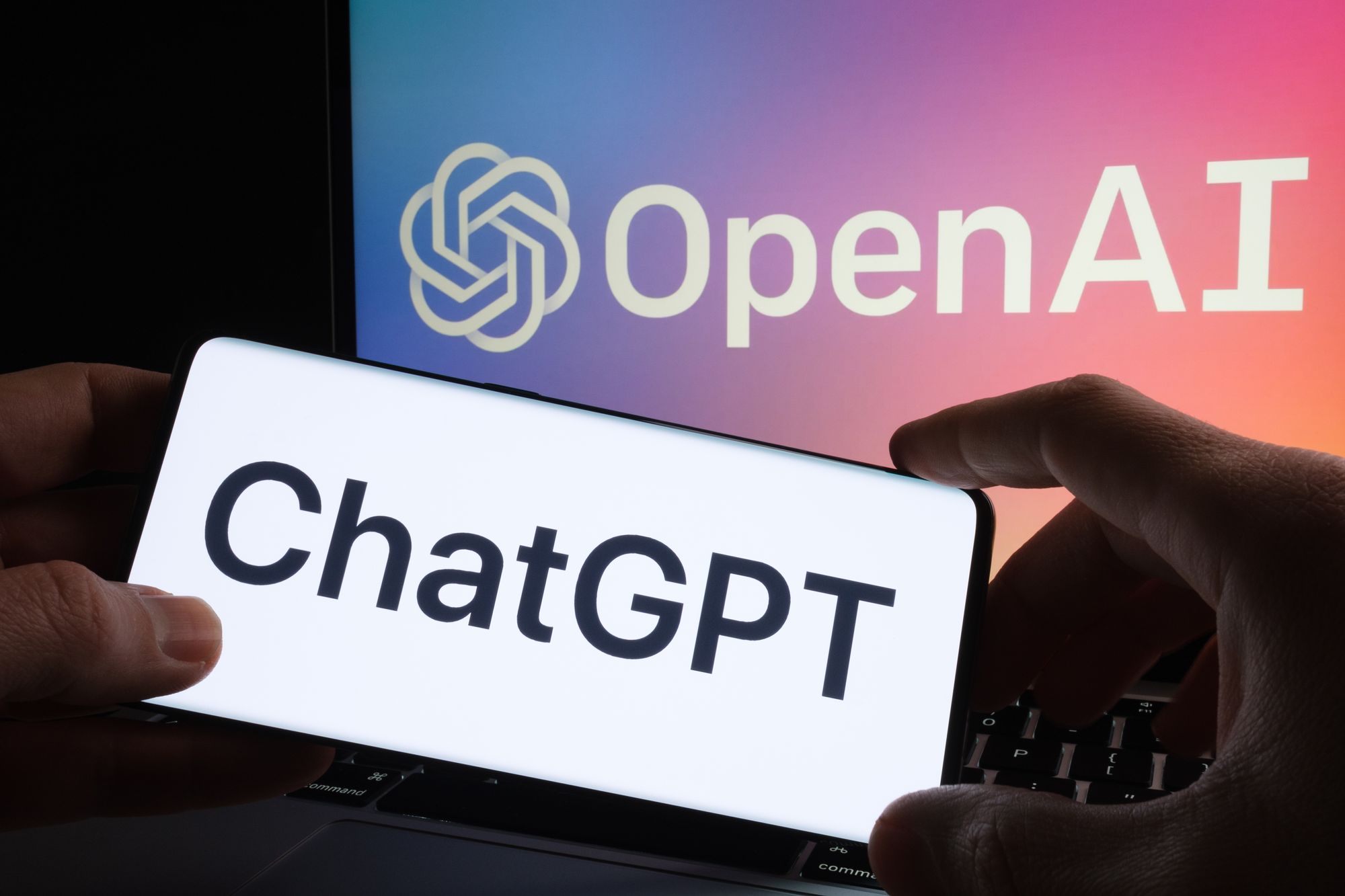 ChatGPT logo seen on smartphone display.