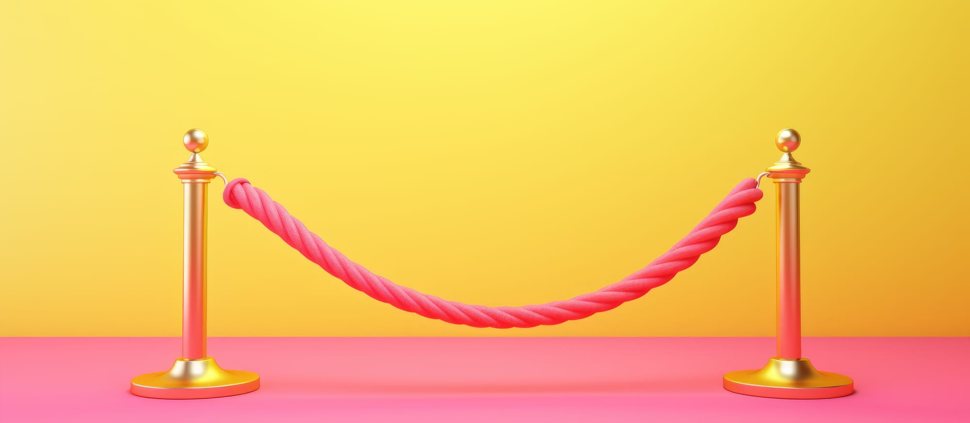 Barrière minimaliste en corde rose.